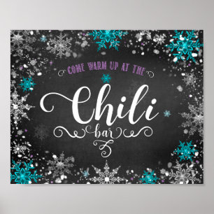 Affiche Panneau de la table Chili Bar Party Snowflats d'hi