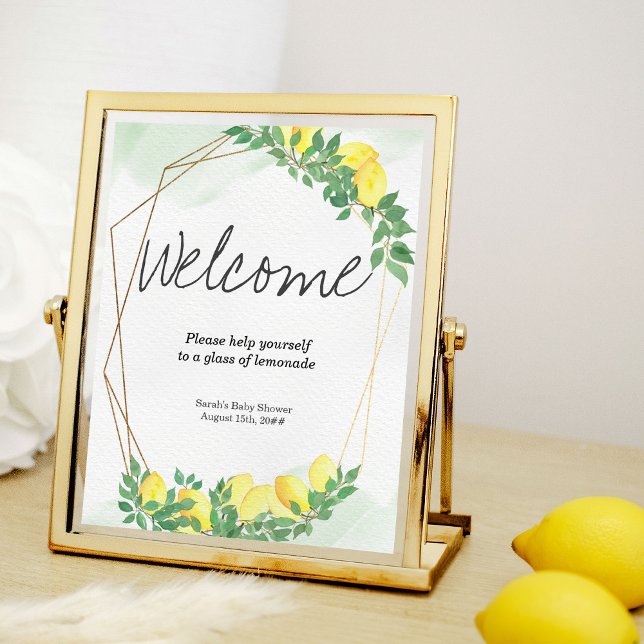 Affiche Panneau de la table Citrus Lemonade (Welcome poster from my Citrus Lemon Baby Shower Collection)