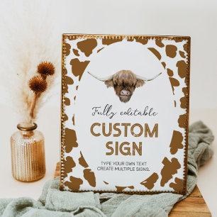 Affiche Panneau de la table d'anniversaire de la vache Hig