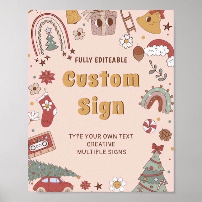 Affiche Panneau de la table d'anniversaire de Noël Super (Devant)