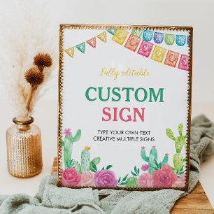 Affiche Panneau de la table d'anniversaire Fiesta Cactus