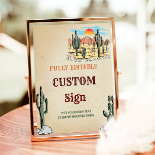 Affiche Panneau de la table d'anniversaire Wild West Cowbo