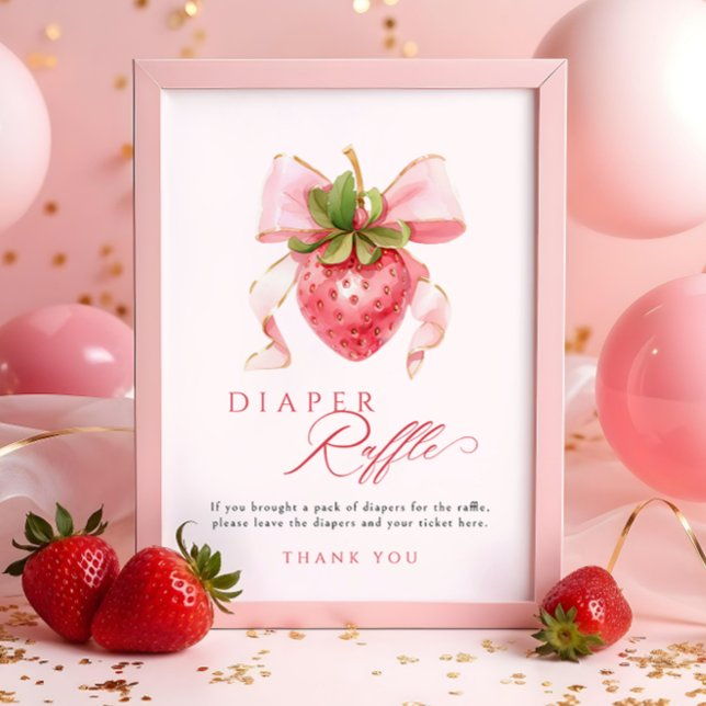 Affiche Panneau de la table de Baby shower de fraises (Créateur téléchargé)