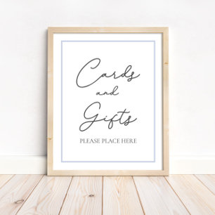 Affiche Panneau de la table de Baby shower des cartes bleu