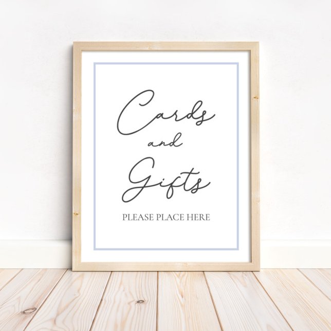 Affiche Panneau de la table de Baby shower des cartes bleu (Créateur téléchargé)