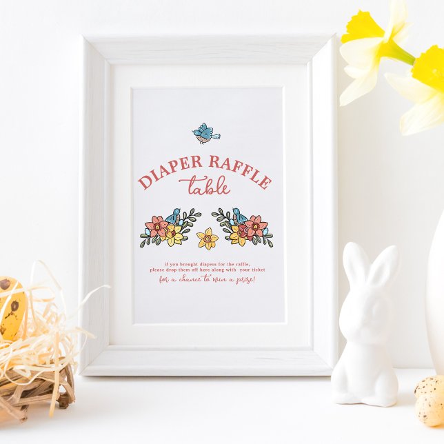 Affiche Panneau de la table de Baby shower des oiseaux de  (Créateur téléchargé)