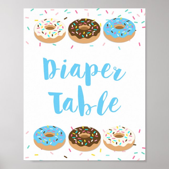Affiche Panneau de la table de couches Bleu Donut Sprinkin (Devant)