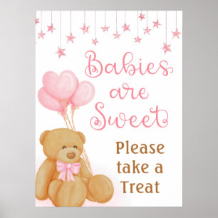 Affiche Panneau de la table de dessert Baby shower rose Te
