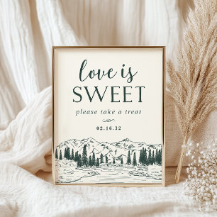 Affiche Panneau de la table de dessert Mariage d'esquisse