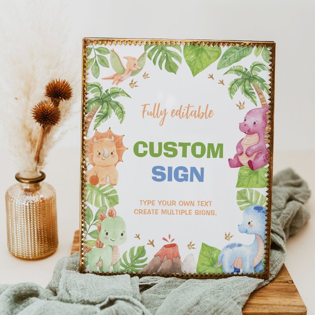 Affiche Panneau de la table de fête d'anniversaire de Dino (Créateur téléchargé)