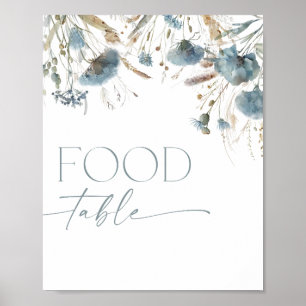 Affiche Panneau de la table de nourriture boho bleu poussi