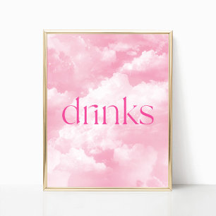 Affiche Panneau de la table des boissons Clouds rose brill