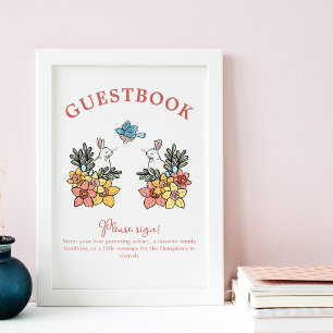 Affiche Panneau de la table du Baby shower de Pâques