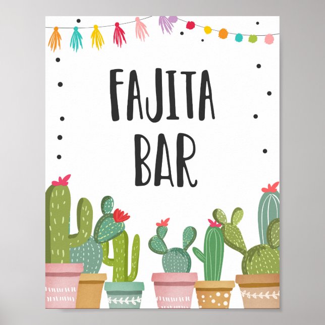 Affiche Panneau de la table Fajita Bar Fiesta Food Cactus (Devant)