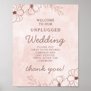 Affiche Panneau de la table Mariage débranchée Blush Rose