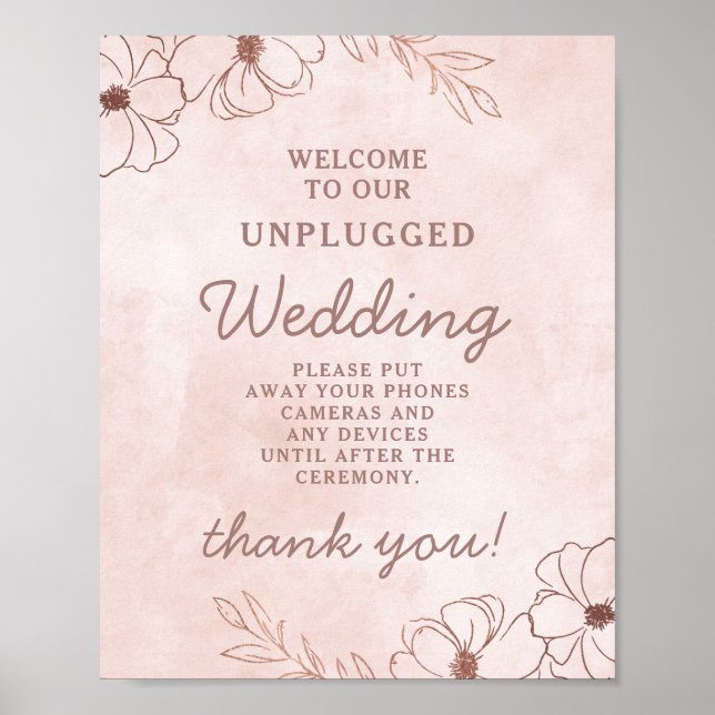Affiche Panneau de la table Mariage débranchée Blush Rose  (Devant)