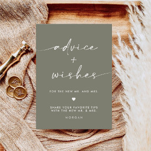Affiche Panneau de la table Mariage Sage Green Advice and