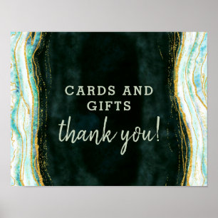 Affiche Panneau de la table Mariage turquoise Green & Gold