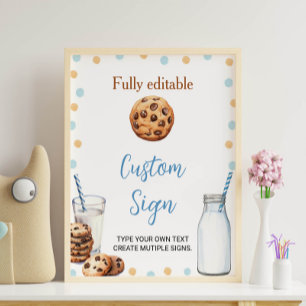Affiche Panneau de la table personnalisée Lait et cookies 