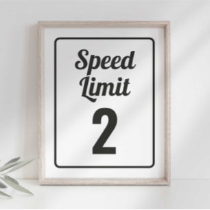 Affiche Panneau de Limite de Vitesse pour Anniversaire de 