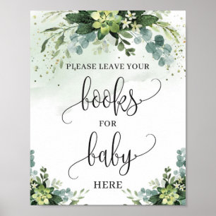 Affiche Panneau de livres de feuillage verdoyant succulent