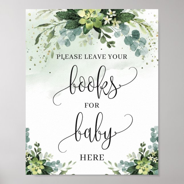 Affiche Panneau de livres de feuillage verdoyant succulent (Devant)