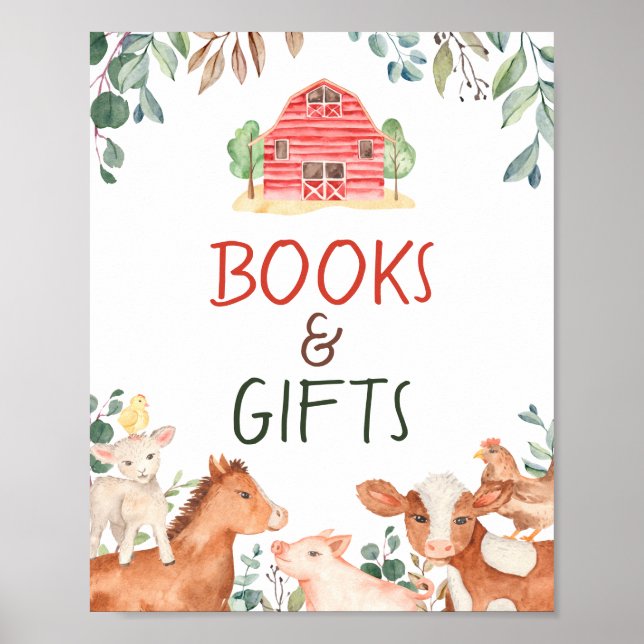 Affiche Panneau de livres et cadeaux d'animaux de ferme (Devant)