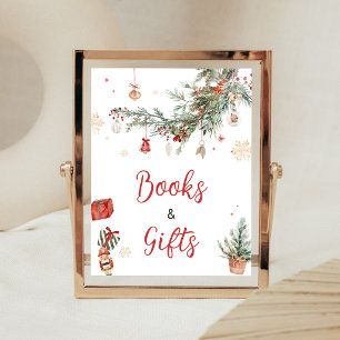 Affiche Panneau de livres et cadeaux de Noël Merry Little