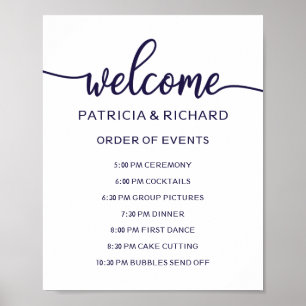 Affiche Panneau de l'ordre des événements de mariage Chi