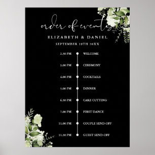 Affiche Panneau de l'ordre des événements de mariage flora
