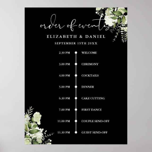 Affiche Panneau de l'ordre des événements de mariage flora (Devant)