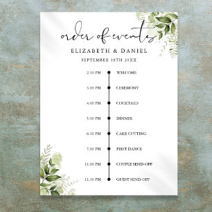 Affiche Panneau de l'ordre des événements de mariage flora