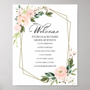 Affiche Panneau de l'ordre des événements de mariage flora