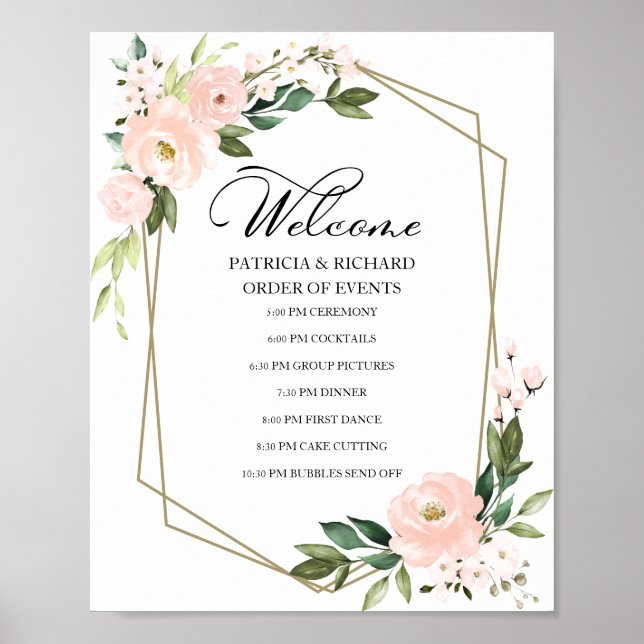 Affiche Panneau de l'ordre des événements de mariage flora (Devant)