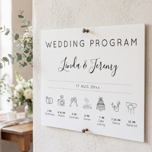 Affiche Panneau de l'ordre des événements de mariage minim