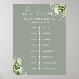 Affiche Panneau de l'ordre des événements du mariage de la
