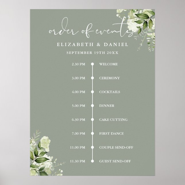 Affiche Panneau de l'ordre des événements du mariage de la (Devant)