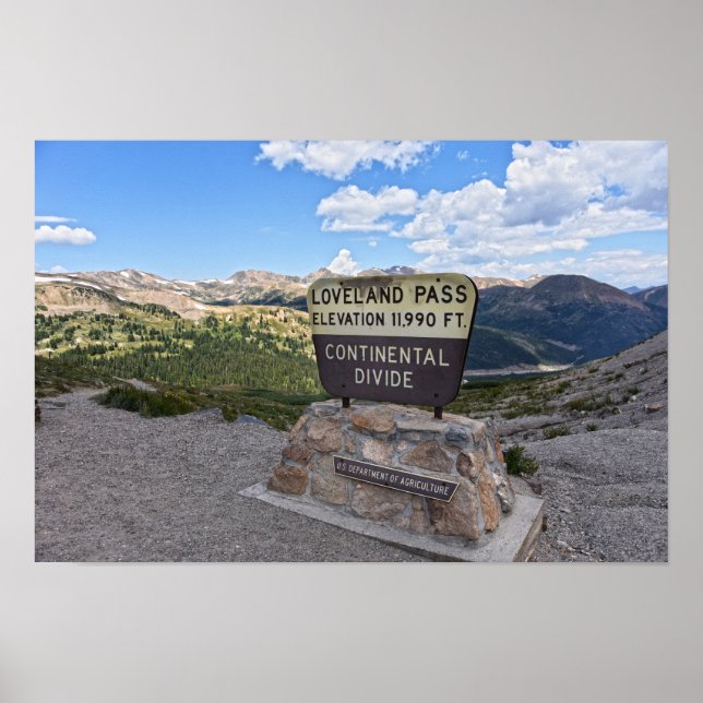 Affiche Panneau de Loveland Pass, Colorado (Devant)