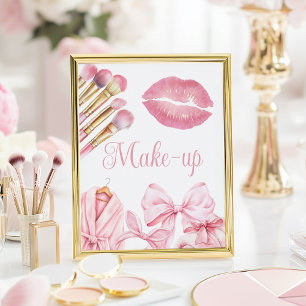 Affiche Panneau de Maquillage pour Anniversaire Rose Fête 