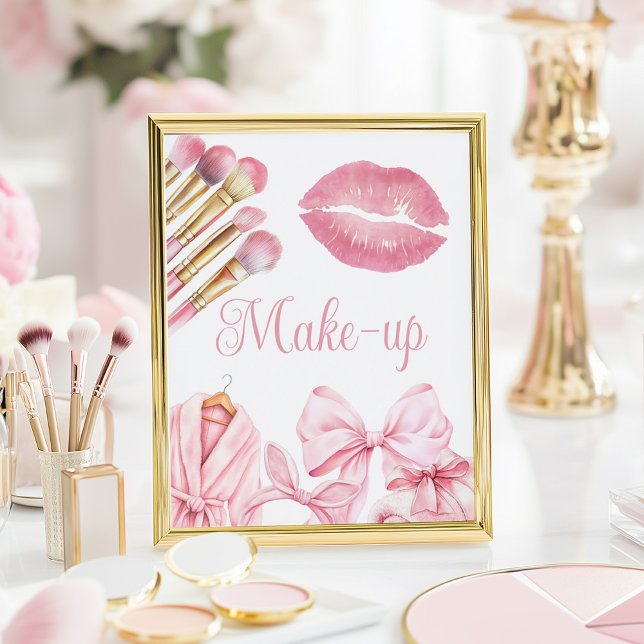 Affiche Panneau de Maquillage pour Anniversaire Rose Fête  (Créateur téléchargé)