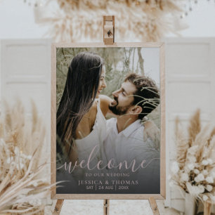 Affiche Panneau de mariage à calligraphie moderne en or ro