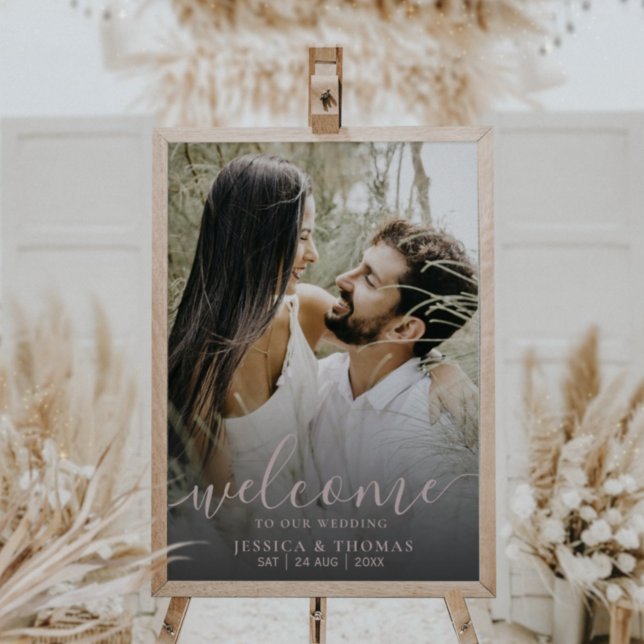Affiche Panneau de mariage à calligraphie moderne en or ro (Créateur téléchargé)