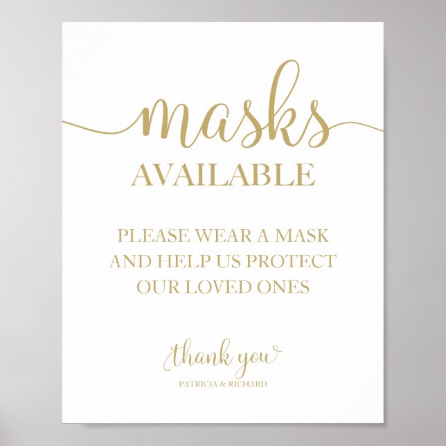 Affiche Panneau de mariage à calligraphie simple Masques D (Devant)