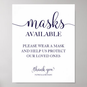 Affiche Panneau de mariage à calligraphie simple Masques D