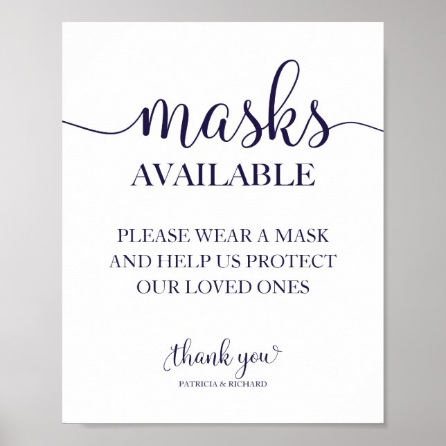 Affiche Panneau de mariage à calligraphie simple Masques D (Devant)