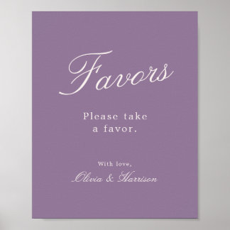 Affiche Panneau de mariage à la calligraphie mauve