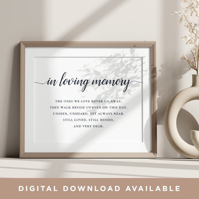 Affiche Panneau de mariage à la calligraphie Navy & Blanc  (Créateur téléchargé)