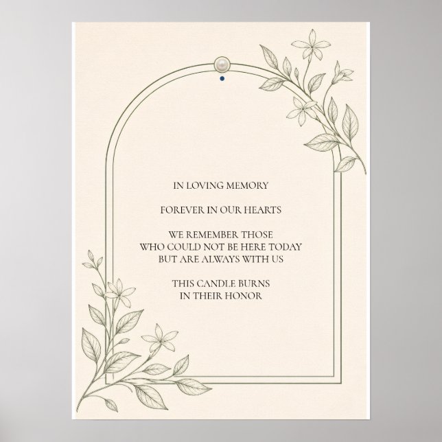 Affiche Panneau de mariage à la mémoire botanique de l'oli (Devant)