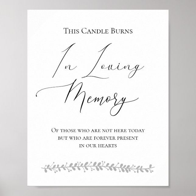 Affiche Panneau de mariage à la mémoire de cette bougie qu (Devant)