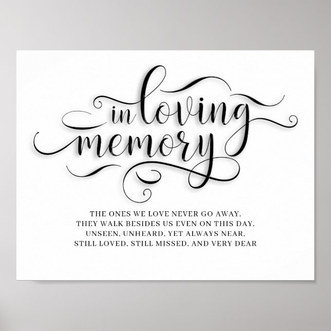 Affiche Panneau de mariage à la mémoire de In Loving Memor (Devant)